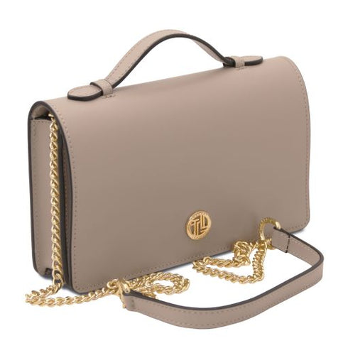 Opera - Leather clutch with chain strap